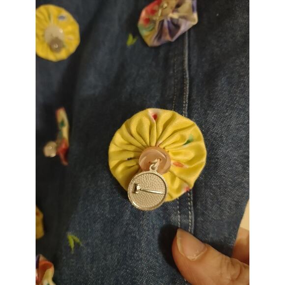 Vintage Sigrid Olsen Sport Denim Vest Large With Balfour Sorority Pins Unique - Picture 5 of 11